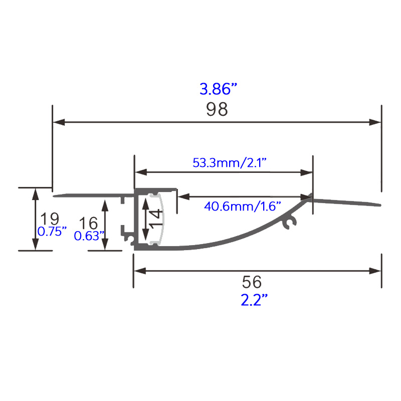 Waist Line Linear In Wall Stair Lighting Aluminum 12mm LED Profile White Waist Line Linear In Wall Stair Lighting Aluminum 12mm LED Profile White